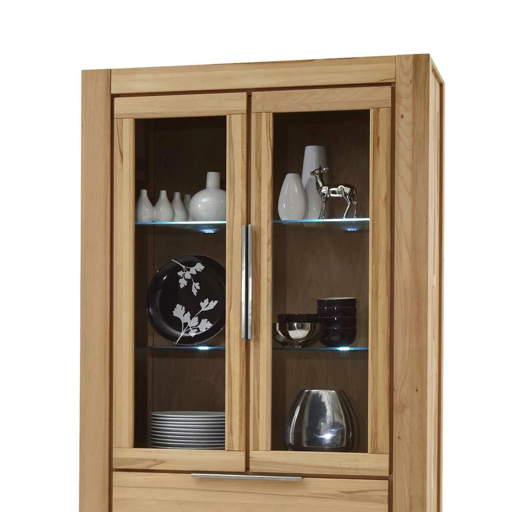 Vitrinenschrank Flanzios Aus Kernbuche Massivholz – Bild 2