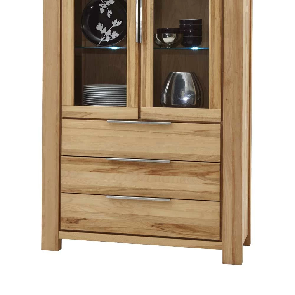Vitrinenschrank Flanzios Aus Kernbuche Massivholz – Bild 3