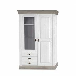 Vitrinenschrank Mirandesca In Weiß Mit Grau