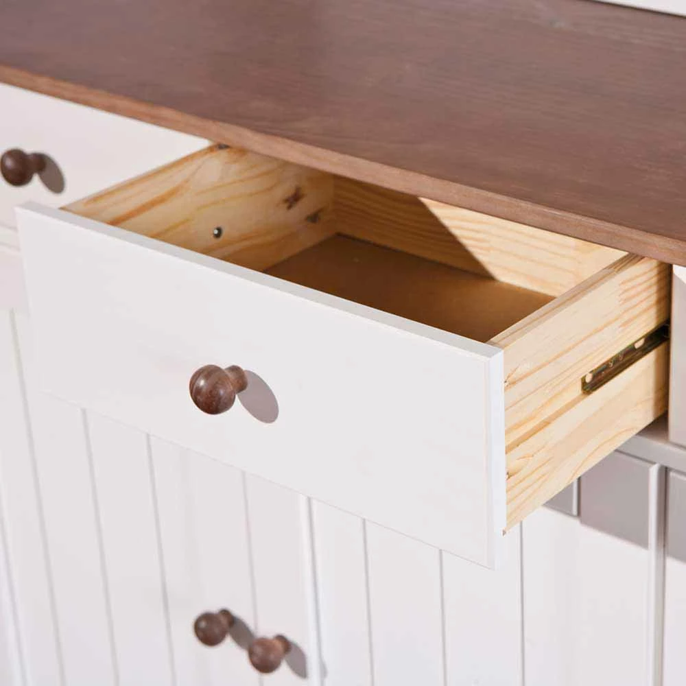 Weiß Brauner Buffetschrank Aus Kiefernholz - Vatina – Bild 5