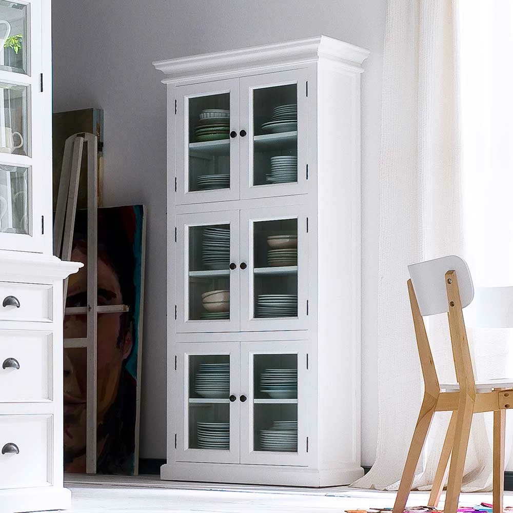 Weiße Landhaus Vitrine 6-türig Venzeno 90cm Breit – Bild 2