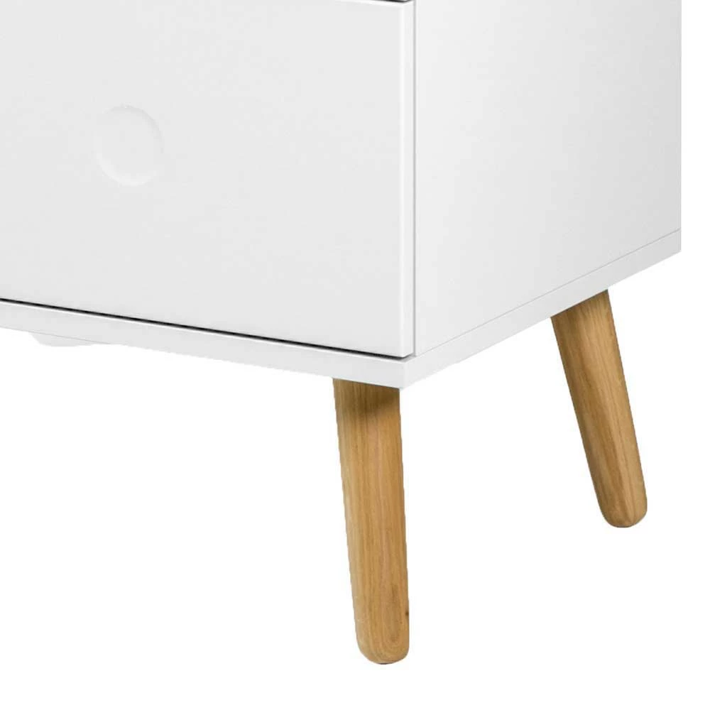 Weiße Stauraumvitrine Mit Furnier Eiche Vudian Im Mid Century Stil – Bild 4