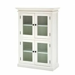 Weißes Highboard Mit 4 Glastüren Venzeno Landhaus
