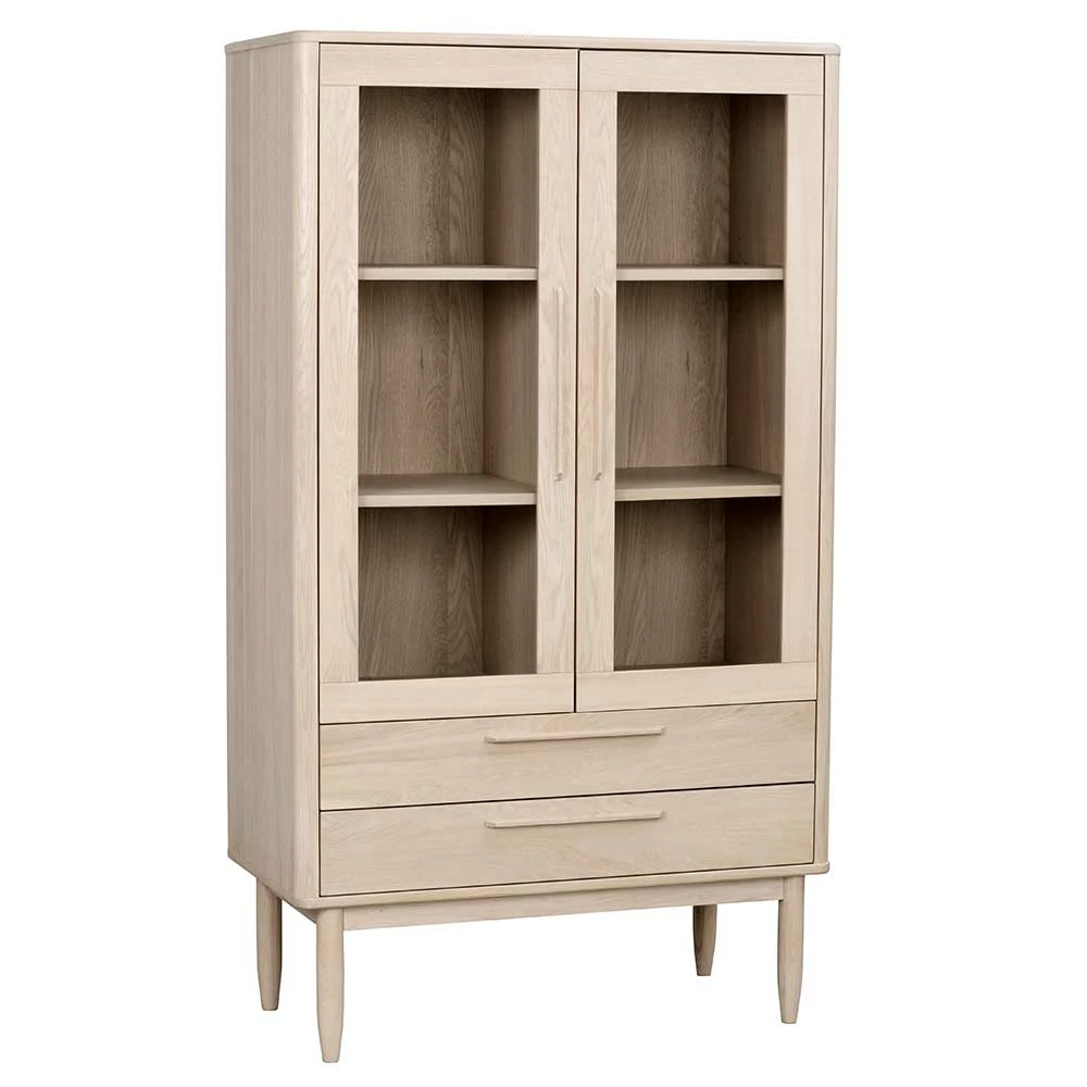 White Wash Vitrinenschrank Mit Doppeltür - Klunia – Bild 2