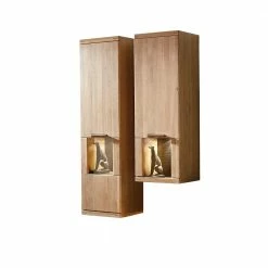 Wildeiche Hängevitrinen Mit LED - Jalzico (zweiteilig)