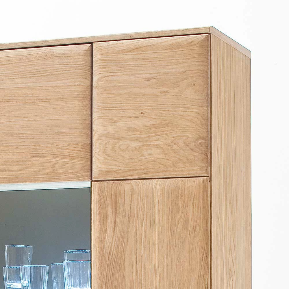 Wohnraum Vitrinenschrank Pontros In Eiche Bianco Teilmassiv – Bild 4