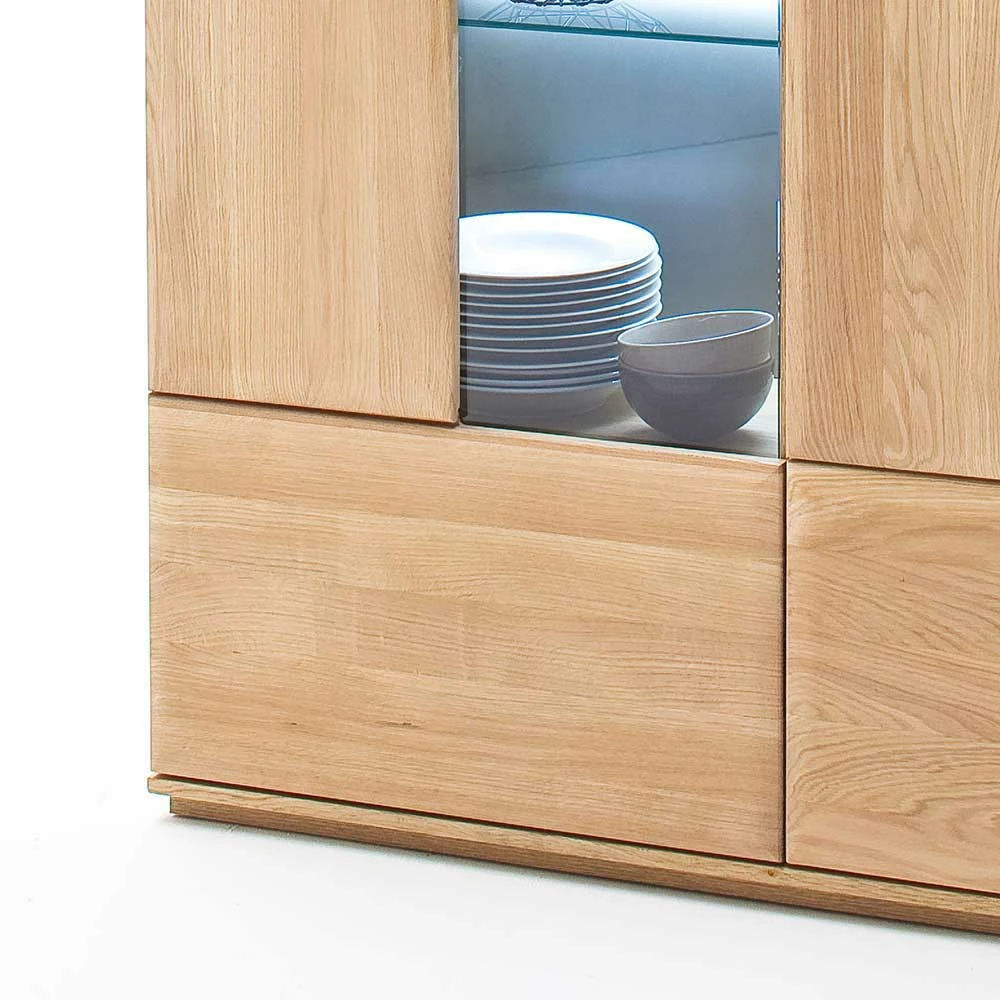Wohnraum Vitrinenschrank Pontros In Eiche Bianco Teilmassiv – Bild 5