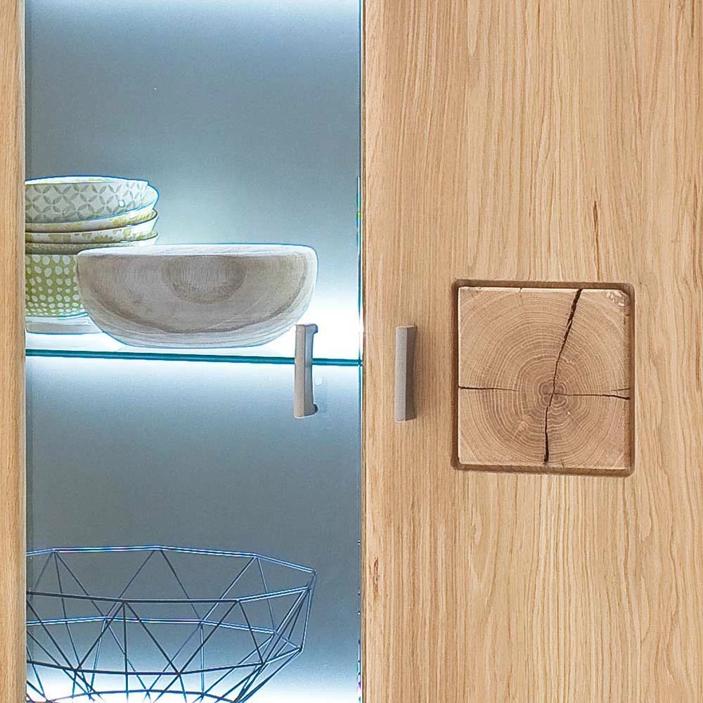 Wohnraum Vitrinenschrank Pontros In Eiche Bianco Teilmassiv – Bild 6