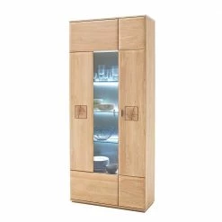 Wohnraum Vitrinenschrank Pontros In Eiche Bianco Teilmassiv