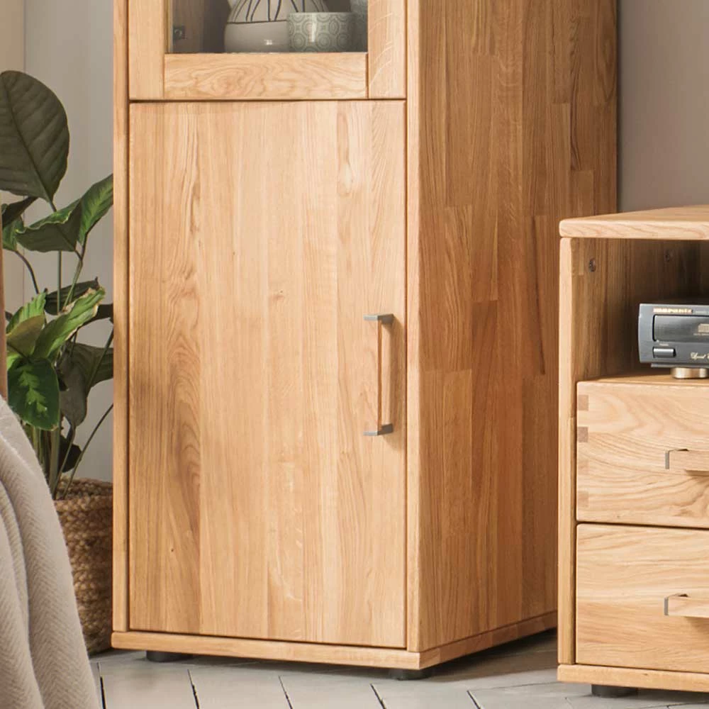 Wohnwand Standvitrine Aus Holz - Teano – Bild 5