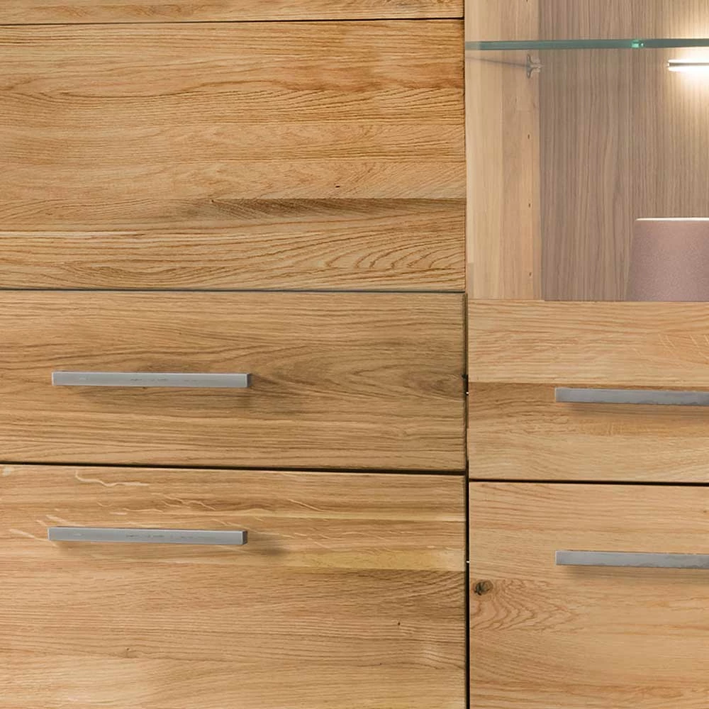 Wohnzimmer Massivholzschrank Mit Glas Einsatz - Loitons – Bild 6