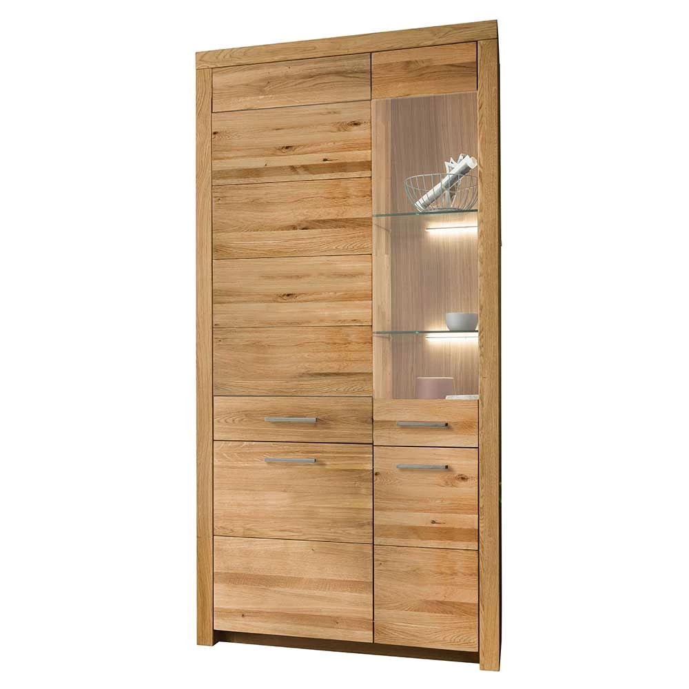 Wohnzimmer Massivholzschrank Mit Glas Einsatz - Loitons