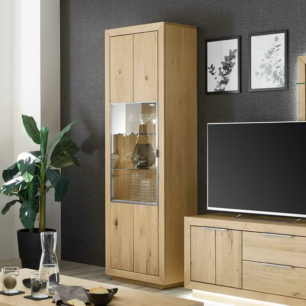 Wohnzimmer Vitrine In Wildeiche Bianco - Vegrilo – Bild 6