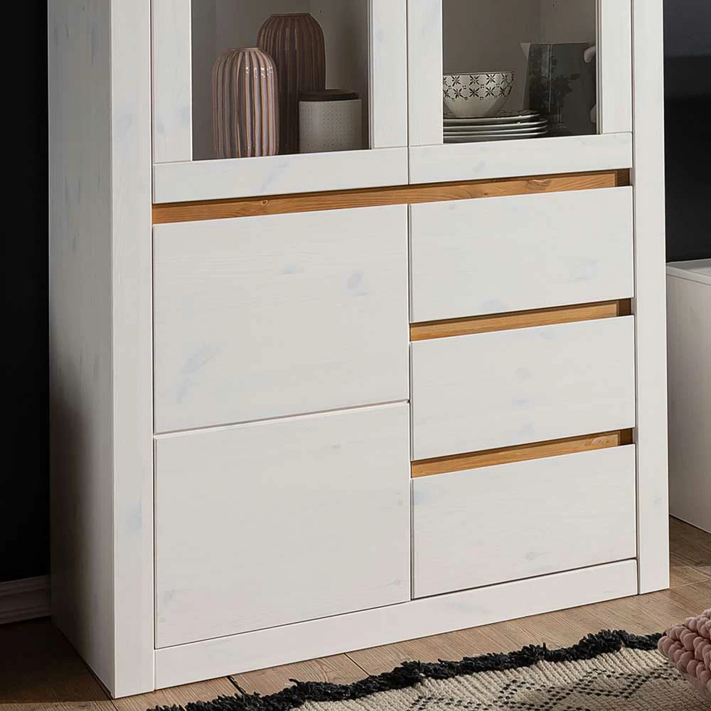 Wohnzimmer Vitrinenschrank In Weiß & Eiche - Meuvrun – Bild 5