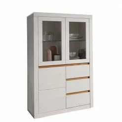 Wohnzimmer Vitrinenschrank In Weiß & Eiche - Meuvrun