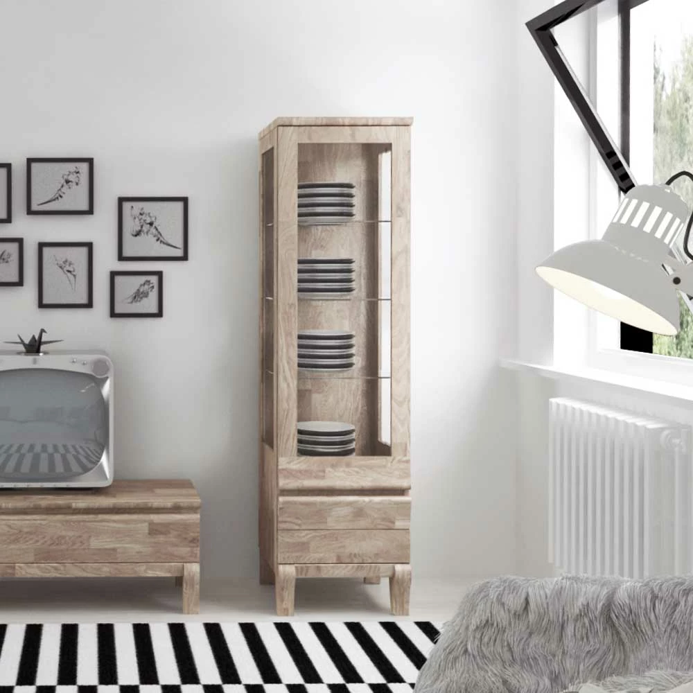 Wohnzimmervitrine Welkin Aus Eiche Massivholz – Bild 2